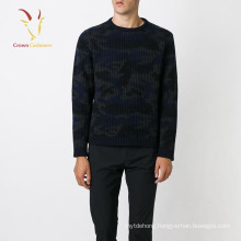 Knitted Custom Print Black Pullover Sweater For Men